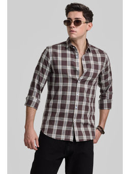 Snitch - Brown Checks Slim Fit Shirt