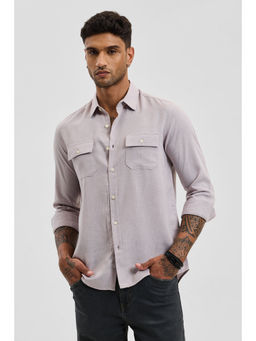 Snitch - Light Grey Regular Fit Double Pocket Shirt