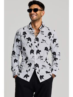 Snitch - White Floral Slim Fit Shirt