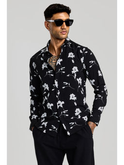 Snitch - Black Floral Slim Fit Shirt