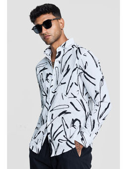 Snitch - White Abstract Shirt