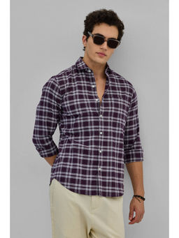 Snitch - Purple Gingham Slim Fit Shirt