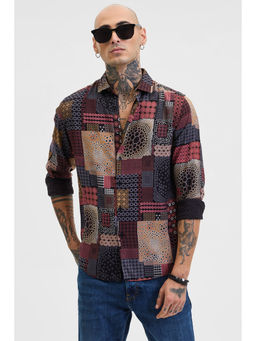 Snitch - Multi-Color Abstract Slim Fit Shirt