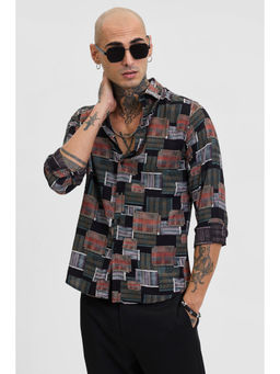Snitch - Multi-Color Printed Slim Fit Shirt