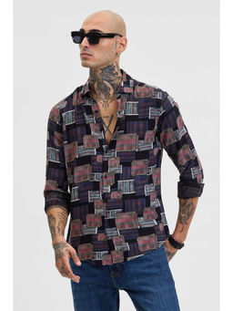 Snitch - Multi-Color Printed Slim Fit Shirt