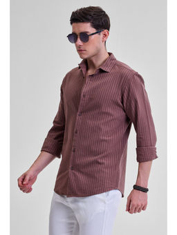 Snitch - Mauve Stripes Slim Fit Shirt