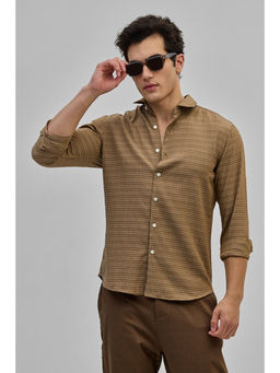 Snitch - Tan Stripes Slim Fit Shirt