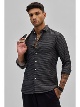 Snitch - Grey Stripes Slim Fit Shirt