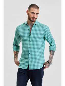 Snitch - Turquoise Checks Slim Fit Shirt