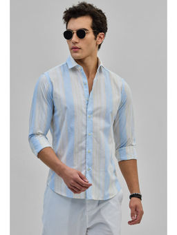Snitch - Light Blue Stripes Slim Fit Shirt