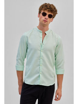 Snitch - Mint Green Mandarin Slim Fit Shirt