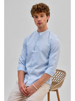 Snitch - Light Blue Mandarin Slim Fit Shirt