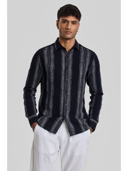 Snitch - Black Stripes Slim Fit Shirt