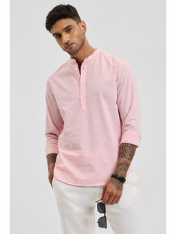 Snitch - Light Pink Solid Slim Fit Shirt
