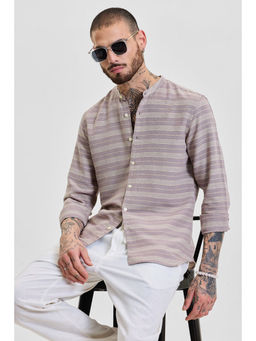 Snitch - Beige Stripes Slim Fit Shirt