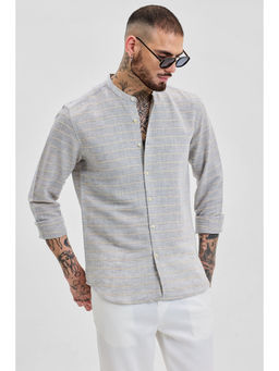 Snitch - Light Grey Stripes Mandarin Shirt