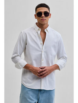 Snitch - White Solid Oxford Shirt