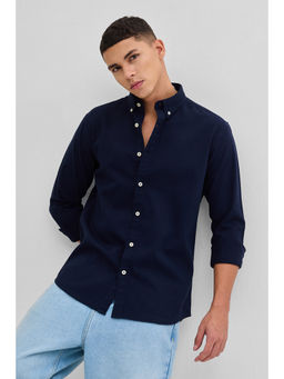 Snitch - Navy Blue Solid Twill Shirt