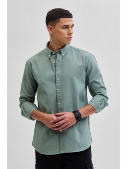 Snitch - Sage Green Solid Oxford Shirt