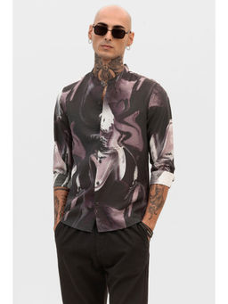 Snitch - Purple Abstract Mandarin Shirt