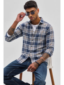 Snitch - Dark Blue Checks Slim Fit Shirt