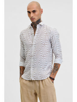Snitch - Brown Geometric Slim Fit Shirt