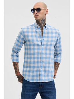 Snitch - Blue Checks Twill Shirt