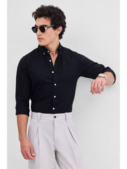 Snitch - Black Solid Oxford Shirt