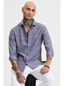 Snitch - Grey Self Design Slim Fit Shirt