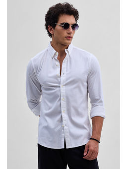 Snitch - White Solid Oxford Shirt