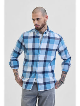 Snitch - Blue Checks Twill Shirt