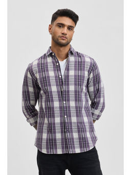 Snitch - Purple Checks Slim Fit Shirt