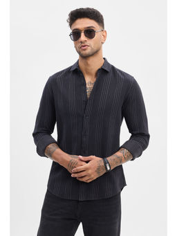 Snitch - Black Stripes Slim Fit Shirt