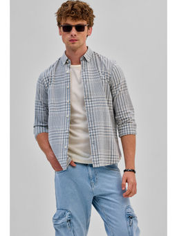 Snitch - Light Blue Checks Slim Fit Shirt