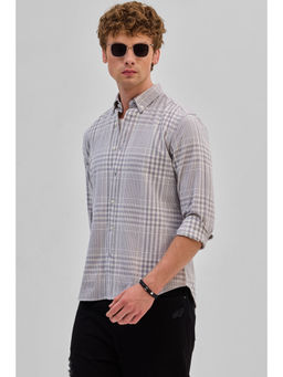 Snitch - Light Grey Checks Slim Fit Shirt