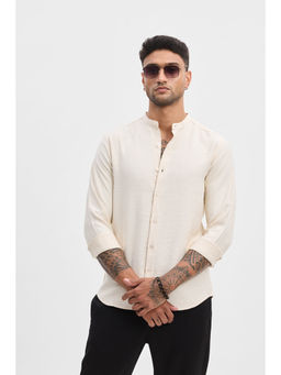 Snitch - Cream Mandarin Slim Fit Shirt