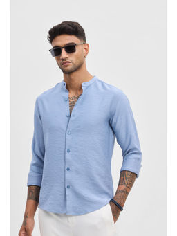 Snitch - Light Blue Mandarin Slim Fit Shirt