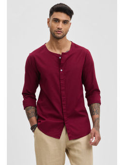 Snitch - Maroon Slim Fit Shirt