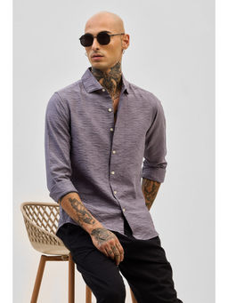 Snitch - Purple Slim Fit Self Design Shirt