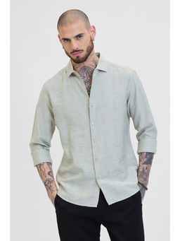 Snitch - Light Green Textured Slim Fit Shirt