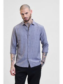 Snitch - Purple Textured Slim Fit Shirt