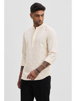 Snitch - Off White Self Design Shirt