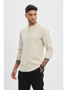 Snitch - Cream Self Design Shirt