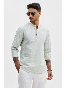 Snitch - Light Green Self Design Shirt