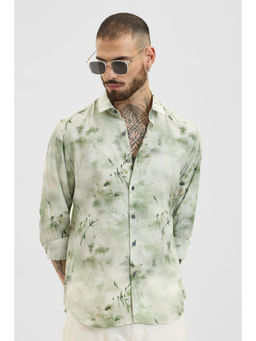 Snitch - Light Green Printed Shirt
