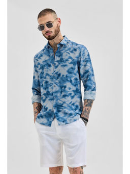 Snitch - Blue Tie & Dye Slim Fit Shirt