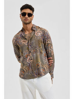 Snitch - Light Grey Floral Slim Fit Shirt