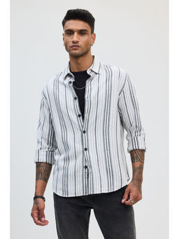 Snitch - Grey Stripes Slim Fit Shirt