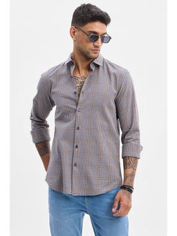 Snitch - Navy Blue Checks Slim Fit Shirt