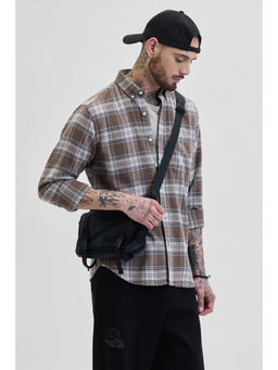Snitch - Brown Button Down Checks Shirt